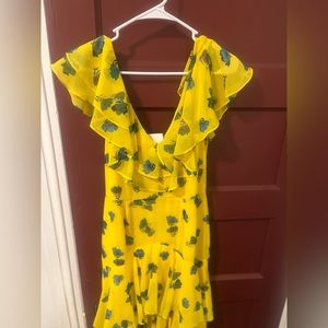 Nordstrom yellow petal dress Size Medium NWT